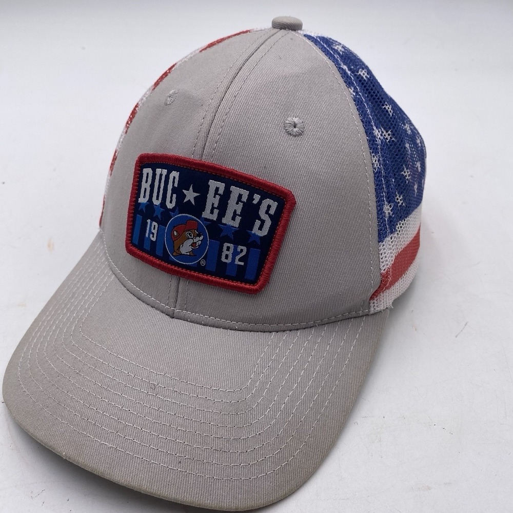 Buc-Ees Patriotic Hat Patriotic SnapBack Trucker Mesh American Flag Stars Stripe